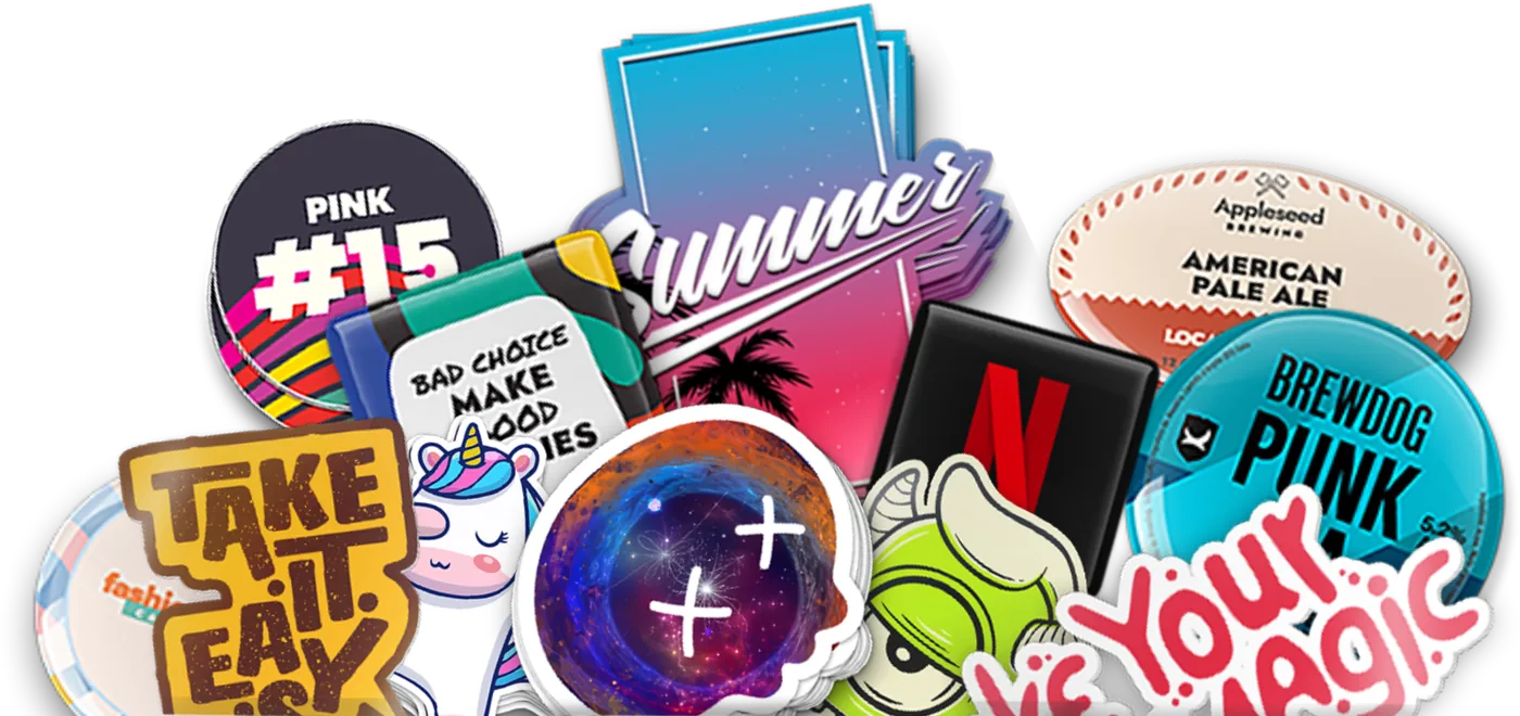 Pila di adesivi personalizzati stampati da Stickerprint